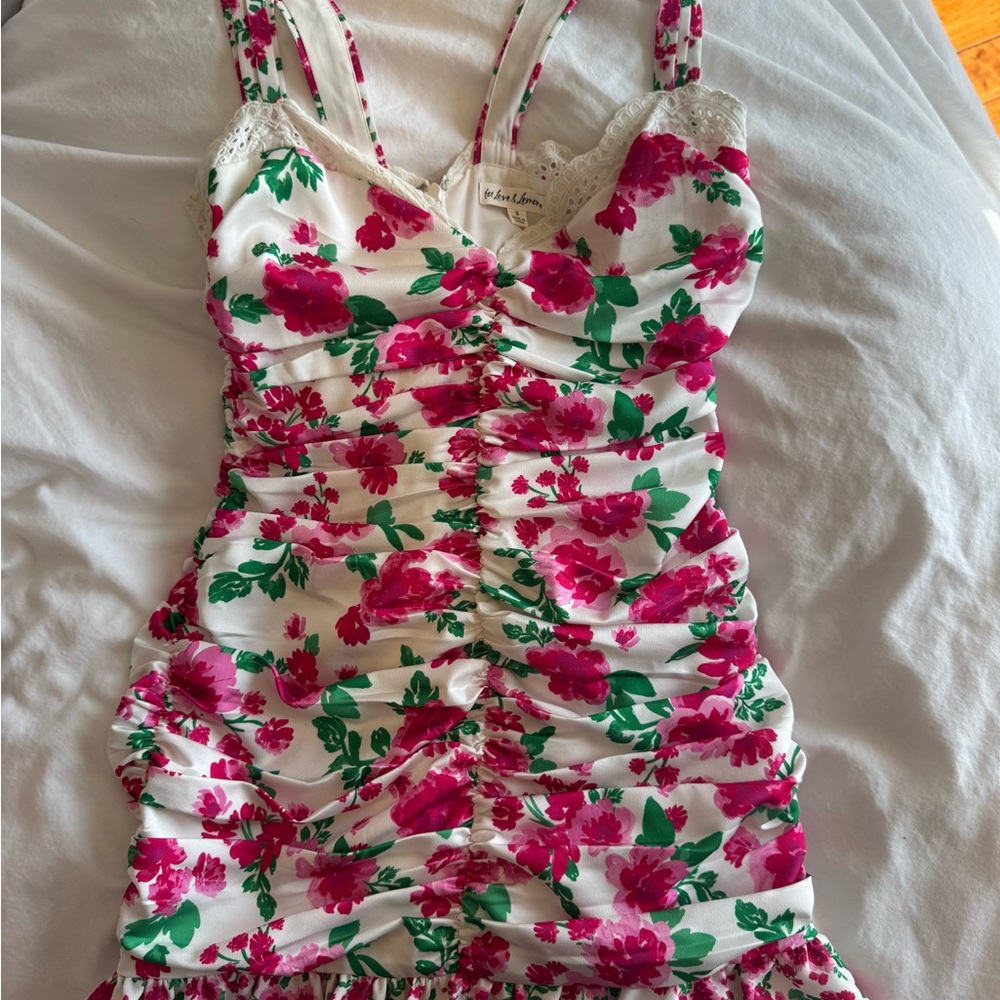 For love and lemons: Floral Pink and Green Women's Dress